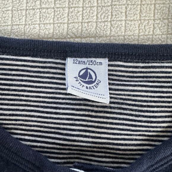 Petit Bateau Navy Diamond Quilted Cotton Blend Girls Jacket Snap Buttons 12Y - Picture 2 of 10